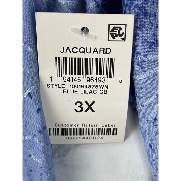 JM Collection Womens Jacquard Top Blue Lilac 3X Bohemian Style - Picture 8 of 9